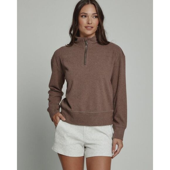 7Diamonds Generation Soft Quarter Zip Pullover in Chocolate Size Large - Picture 1 of 8
